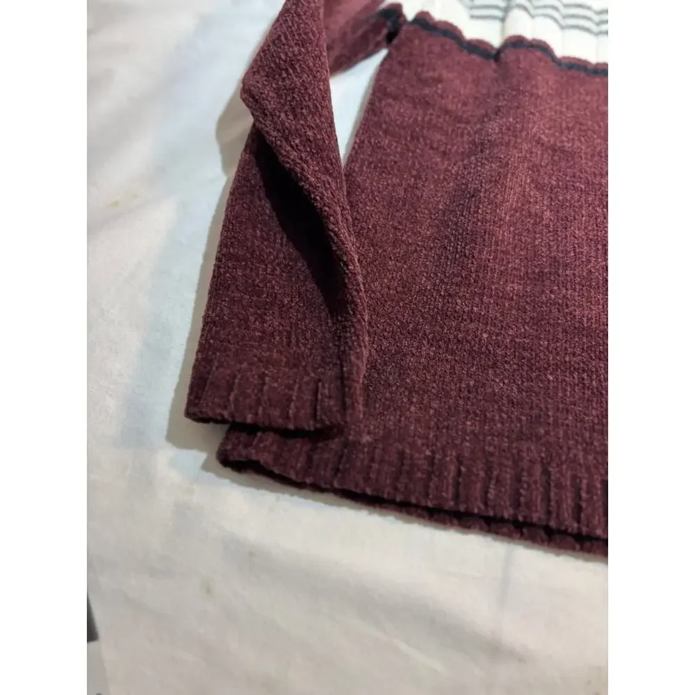 Glory Rd. 64 Maroon Striped Acrylic Sweater Boys Sz Large